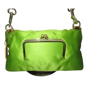 Coach Rare 2008 Amanda Satin Fold over Clutch Flap Bag on chain with kisslock